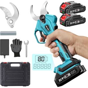 ASFASFq-SEESII Sécateur Électrique sans Fil, 40mm Secateur Electrique Professionnel avec LCD, Sécateur à Batterie 4000mAh, SK5 Lame, Coupe Branche Electrique le jardinage, les arbres fruitiers et le - Neuf