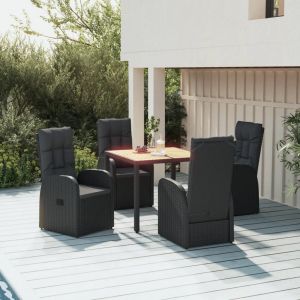 Prolenta Premium - Ensemble &Agrave; Manger De Jardin Coussins 5pcs Noir R&eacute;sine Tress&eacute;e - Neuf