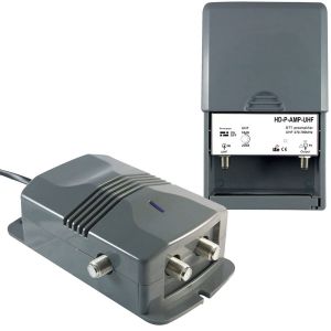 Amplificateur + Alimentation 2 Sorties TV pour antenne terrestre TNT/pr&eacute;amplificateur HDTV Ampli pour TNT HD Signal/Gain r&eacute;glable 15-38 dB - Neuf