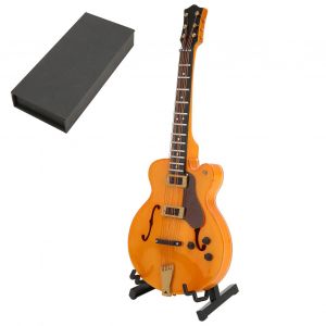 Guitare Electrique Miniature Creuse En Bois Dore Avec Support, Modele D'instrument De Musique Miniature De 7,1 Pouces - Neuf