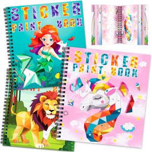 Trahoo-Lot De 3 Livres D'autocollants Licorne Pour Enfants De 3 À 8 Ans, 30 Images Livre D'autocollants Par Numéro, Livre D'autocollants Pour Enfants Pour Améliorer L'intelligence, Cadeaux De Noël - Neuf