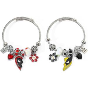 Eryi-2 Pièces Bracelet Super Héros D'amitié Dead Figurine Modèle Bracelet Demi C?ur Rouge Et Jaune Bracelets Masque Pendentif Accessoire Pour Cadeaux Créatifde - Neuf