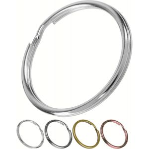 KAL-Jeu D'Anneaux Pour Clés, Ø 25 Mm De Diamètre, 48 Pièces, En Acier Trempé, En Noir, Anneaux Métalliques Porte-Clés, Organisation De Clés De Voiture, Clés De Porte D'Entrée - Neuf