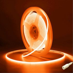 Orange Ruban Led Cob 5m, Dc12v 2.7mm Bande Led Chambre,480led/M Cri90+ Flexible Lumiere Gaming Adh&eacute;sif Rubans &Agrave; Led Pour Tv,Cuisine,Maison D&eacute;cor Int&eacute;rieure,Diy(Seule Bandeau) - Neuf