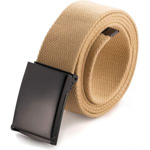 Men's Adjustable Webbing Belt Buckle Military Black Tooth Belt.[E931] - Neuf