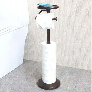 TIANYI-ZCCZ Support Rouleau Papier Toilette avec &Eacute;tag&egrave;re, Porte Autonome pour Salle de Bain, R&eacute;serve de Stockage 5 Rouleaux, Accessoire Pratique &Eacute;l&eacute;gant en Bronze pour Organisation et D&eacute;coration Int&eacute; - Neuf