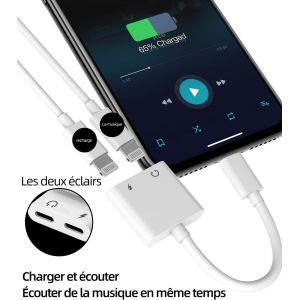 Subzonal-Adaptateur Casque Pour Iphone 14 Pro (2pack) Pour Lightning Double Jack Chargeur R&eacute;partiteur &Eacute;couteurs Audio C&acirc;ble Pour Apple Casque Accessoires C&acirc;ble Recharge Pour Ipad Pro Air Mini Headpho - Neuf