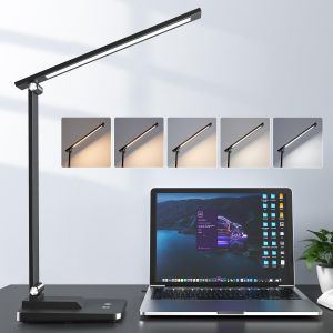 Jexnovashop-Lampe De Bureau Led, 15 Mod&egrave;les Flexo Led, 3 Luminosit&eacute; + 5 Couleurs, Lampe De Bureau R&eacute;glable + Lampe Led Portable, 500 Lm Lampe De Table, Lampe De Bureau - Neuf