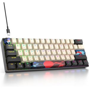 60% Clavier Gamer Mecanique Pour Pc, Clavier Gaming 60 Pourcent Américain Qwerty Filaire Rgb Rétro-Éclairé ¿Compact 61 Touches Anti-Ghosting Pour Gamer, Pc/Mac - Neuf