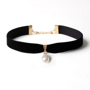 Collier En Velours Noir Imitation Perles, Collier Femme, Collier Pendentif, Collier Gothique, Collier Femme Fille, Cadeau Bijoux - Neuf