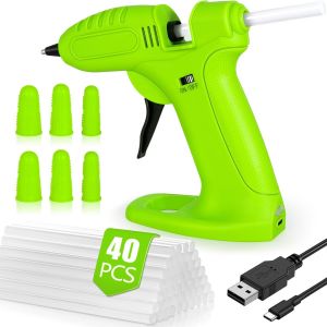 Chenquansarl-Pistolet &Agrave; Colle C Sans Fil, Batterie Rechargeable 2600mah, Inclut 40 B&acirc;tons De Colle 7mm Et 6 Prot&egrave;ge-Doigts En Silicone Et Usb, Pour Diy, R&eacute;parations &Agrave; Domicile Et Projets Cr&eacute;atifs - Neuf