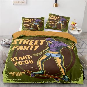 Housse Couette X Doux Confortable Parure De Lit Personnes Microfibre Housse De Couette Personnes Garcon Skateboard X Cm + X Taies D'oreiller Xcm - Neuf