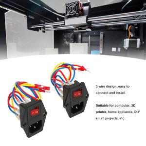 MEVRONISSHOP-2 Pi&egrave;ces Interrupteur &agrave; Bascule Prise de Courant Prise M&acirc;le avec Fusible 10A IEC320 C14 Module D'entr&eacute;e 6A 250V AC pour Imprimante 3D - Neuf