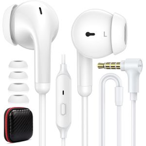 LORANKA-&Eacute;couteurs Filaires avec Microphone pour Macbook Pro, 3,5mm Jack Semi Intra-Auriculaires Filaires Audio Ecouteur Antibruit Casque pour Samsung A15 A14,Oreillette avec contr&ocirc;le du Volume - Neuf
