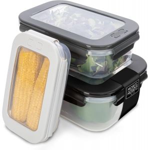 Checarzhn--No1-Set De 3 Boîtes De Conservation Avec Couvercle - Sans Bpa - Conteneur Alimentaire Adapté Au Micro-Ondes - Boîtes De Congélation Avec Clip - Neuf