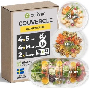 MEVRONISSHOP-Film Alimentaire Reutilisable &iquest; Charlotte Alimentaire Reutilisable &iquest; Couvre Plat Reutilisable pour Conservation des Aliments &iquest; 4 x 26 cm, 4 x 36 cm, 2 x 55 x 33 cm &iquest; Lot de 10 - Neuf