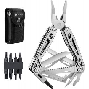 Eryi-Pince Multifonction, Camping Multitools En Acier Inoxydable, Outil De Poche Avec Couteau, Saw, Tournevis, Multi Tool Couteau Suisse Pour Survie Camping Réparation - Bordure Noire - Neuf