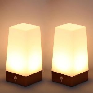 Lot De 2 Veilleuses Led De Bureau Avec Détecteur De Mouvement Pir - Lampe De Chevet Portable À Piles Pour Couloir, Cuisine, Chambre, Salle De Bain, Salon - Neuf