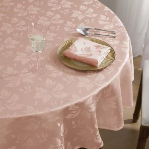 Sjzg-Grande Nappe Ronde Rose 180cm, Raffinée Et Luxueuse En Jacquard Floral,Imperméable,Anti Tache,Pour Grandes Tables De Fêtes Des Mères, Mariages Printaniers Et Soirées Romantiques En Jardin - Neuf