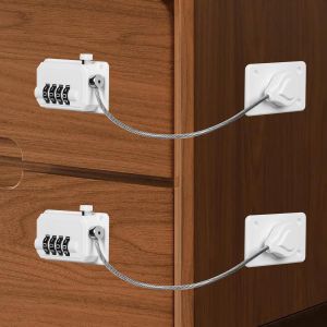 Securite Fenetre Enfant,Blanc Cass&eacute; Lot De 2 R&eacute;frig&eacute;rateur Serrure &Agrave; Code,Serrure De Porte De R&eacute;frig&eacute;rateur S&eacute;curit&eacute; Enfant Forte Adh&eacute;sif Serrure Frigo Pour Armoire,Fen&ecirc;tre - Neuf