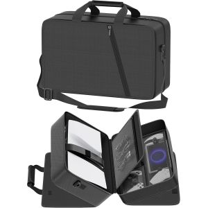 Sacoche de Transport PS 5 Compatible avec PS-5/Slim/Pro Digital & Disc, Valise de Voyage PS5 Contenant Une PS Portal, 4 Cartes de Jeu, 2 Manettes, Sac de Protection de Accessoire Voyage(Noir) - Neuf