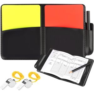 Acdsgd-Cartes D'arbitre De Football, 2 M&eacute;tal Sifflet Arbitre, Cartons Jaune Et Rouge Carton Arbitre Set Carton Arbitre Kit Avec Carte D`Arbitrage Crayon Pour Le Jeu De Football Basketball Sport Scolaire - Neuf