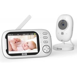 Ghb Babyphone Camera &Eacute;cran Lcd 3,5 Inches Camera Surveillance Bebe 4x Zoom 8 Berceuses Sans Wifi 2,4 Ghz Surveillance De Temp&eacute;rature Vision Nocturne 720p - Neuf