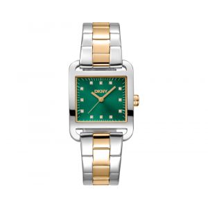 Montre Femme Dkny City Midi Dk1l004m0075 - Acier Bicolore Argent Et Or Avec Cadran Vert &Eacute;meraude - Neuf