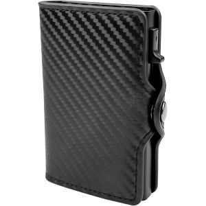 asas-Maxentico Porte Carte Bancaire,Portefeuille Homme,Porte-Monnaie Avec Protection Rfid,Porte-Cartes Vertical Avec Fenêtre D'Identification Et Fentes,2 Compartiments,À Trois Volets(Carbon-Noir) - Neuf
