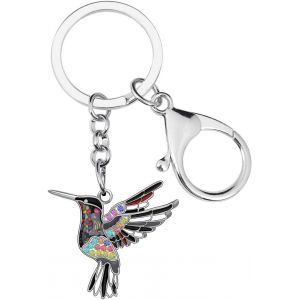 Kal-Porte-Cl&eacute;s Colibri Volant En Alliage De Zinc &Eacute;maill&eacute; Strass Oiseaux Bijoux Cadeaux Pour Femmes Filles Porte-Monnaie Clef - Neuf