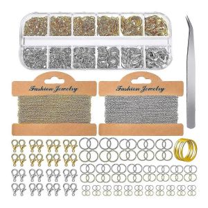 Chaînes De Bijoux Pour La Fabrication De Bijoux,Avec 1000 Anneaux Et 40 Fermoirs Mousqueton Pour Collier De Bijoux - Neuf