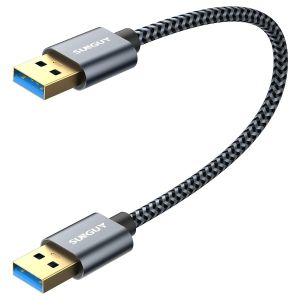 JGD-C&acirc;ble USB 3.0, 0.3 m, Type A M&acirc;le vers M&acirc;le C&acirc;ble 5Gbps SuperSpeed pour Disque Dur Bo&icirc;tier Externe, DVD, Refroidisseur PC Portable, Hub USB, TV Box, Imprimante et Cam&eacute;ra-Gris - Neuf