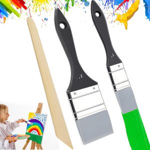 Pinceau Silicone 2 Pinceaux Silicone Avec Grattoir Peinture Pinceaux Peinture Acrylique Pinceaux En Silicone Pour Peinture Acrylique Et Aquarelles (1/2poucesl) - Neuf