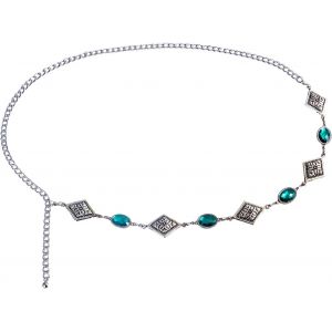 Chaîne De Taille En Forme De Losange En Cristal - Impression Bohème - Chaîne De Corps Vintage Avec Strass - Chaîne De Ventre Réglable Pour Femme - Neuf