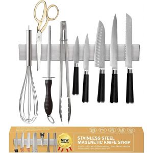 Eryi-Barre Magnétique Pour Couteaux 30cm Porte Couteaux Aimanté, Barre À Couteaux Aimantée En Acier Inoxydable, Mural Support Et Protège Doigts Kit Pour Support Ustensiles De Cuisine Et Outils - Neuf