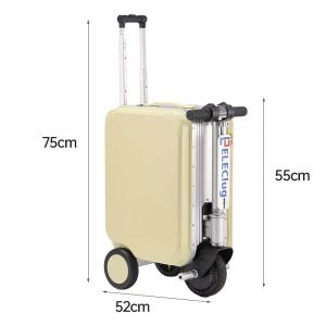 Valise &agrave; roulettes en alliage d'aluminium &agrave; assistance &eacute;lectrique, 20 pouces, sans enregistrement, autonomie prolong&eacute;e, boucles m&eacute;talliques, homologu&eacute;e en cabine--Yellow - Neuf