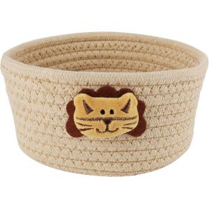 Adorable Petit Panier Tissé - L19 X H9,5 Cm - Paniere Rangement En Corde De Coton Pour Linge, Jouets Chats & Chiens - Panier Décoratif Pour Étagères De Chambre D¿Enfant - Motif Chat - Neuf