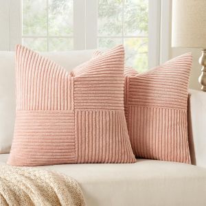 Eryi-Lot De 2 Housse Coussin En Velours Côtelé 40x40cm Rose Housse De Coussin Decoratif Coussin De Canapé Moderne Doux Déco Coussin De Canapé - Neuf