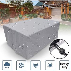 Table De Jardin Rectangulaire Couvercle Étanche Meubles De Jardin Couvrir 205x104x71cm Argent, 210d Anti-Uv Housse De Protection Table De Salon Couvrir L'extérieur, Mobilier D'extérieur Couvercle - Neuf