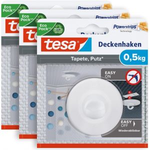 Lot de 3 paquets Crochet de plafond-crochet auto-adhésif-d'objets décoratifs-supporte jusqu'à 0,5 kg/crochet-s'enlève sans laisser de traces,77781,Blanc - Neuf