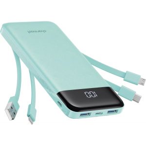 Hui-Batterie Externe 10000mah Avec 4 Câbles Intégrés Batterie Portable Usb C Mince Power Bank Avec 6 Sorties Et 3 Entrées Pour Iphone 12 13 11 Samsung S21 S22(Qing) - Neuf