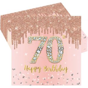 Kalanka-20 Pièces Serviette Papier Anniversaire 70 Ans,Serviettes Rose Et Or Decoration Joyeux Anniversaire,Jetables Mini Serviette Papier Décorées De Fête Pour Deco Table Anniversaire 70 Ans Femme - Neuf