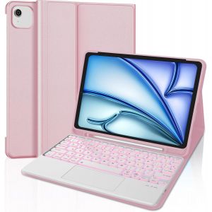 Chenquansarl-Ipad Air 11 2024 Étui Clavier Espagnol Pour Ipad Pro 11 Pouces 4./3/2./1-Housse Avec Clavier Bluetooth Et Plateau Pour Stylos,Amovible Magnétique Clavier Avec Lettre Ñ,Rose - Neuf