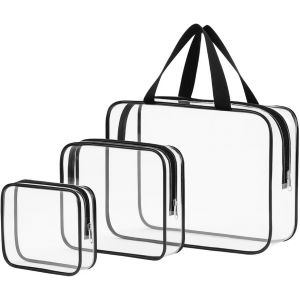 TIANYI-Trousse De Toilette Transparente, Pochette Avion 3 en 1 pour Liquides, Trousse en Plastique Transparente pour Hommes, Femmes Et Enfants - Neuf