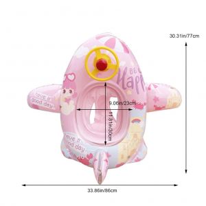Bouee De Piscine Gonflable Pour Bebe Avec Siege De Securite, Volant, Dessin Anime, En Forme D'avion, Pour Enfants, Aide A L'entrainement A La Natation, Rose - Neuf
