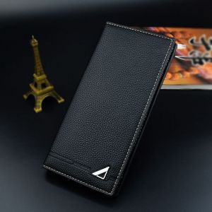 Portefeuille classique noir/orange pour homme, porte-monnaie en cuir véritable avec blocage RFID/NFC 13 emplacements pour cartes de crédit, 2 compartiments pour billets et grande poche à monnaie. - Neuf