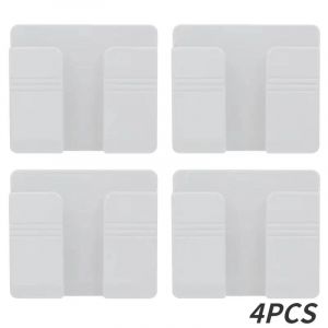 Bo&icirc;te De Rangement Murale Multifonction,4/2/1 Pi&egrave;ces,Organisateur Sans Poin&ccedil;on,T&eacute;l&eacute;commande Tv,Bricolage,Prise De T&eacute;l&eacute;phone Portable,Support De Charge.4pcs White. - Neuf