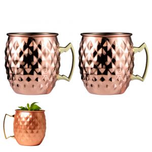 Lot De 2 Tasses Moscow Mule En Acier Inoxydable De 530 Ml, Finition Martel&eacute;e, Pour Boissons - Neuf