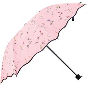 Femme Ombrelle À 3 Pliants Motif Floral Uv Protection Parasol Imperméable Et Résistant Au Vent Parapluie De Soleil Compact Été Dames Ombrelle Para-Pluie Et Soleil Upf 50+ Voyage Jardin - Neuf