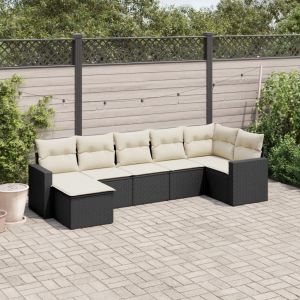 Prolenta Premium - Salon De Jardin 7 Pcs Avec Coussins Noir R&eacute;sine Tress&eacute;e - Neuf